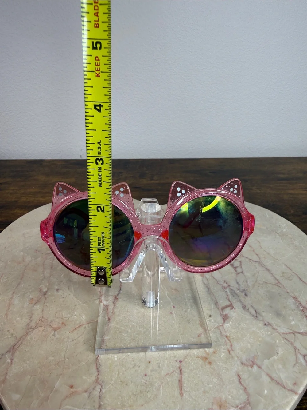 Kids Pink Cat-Ear Glitter Sunglasses
